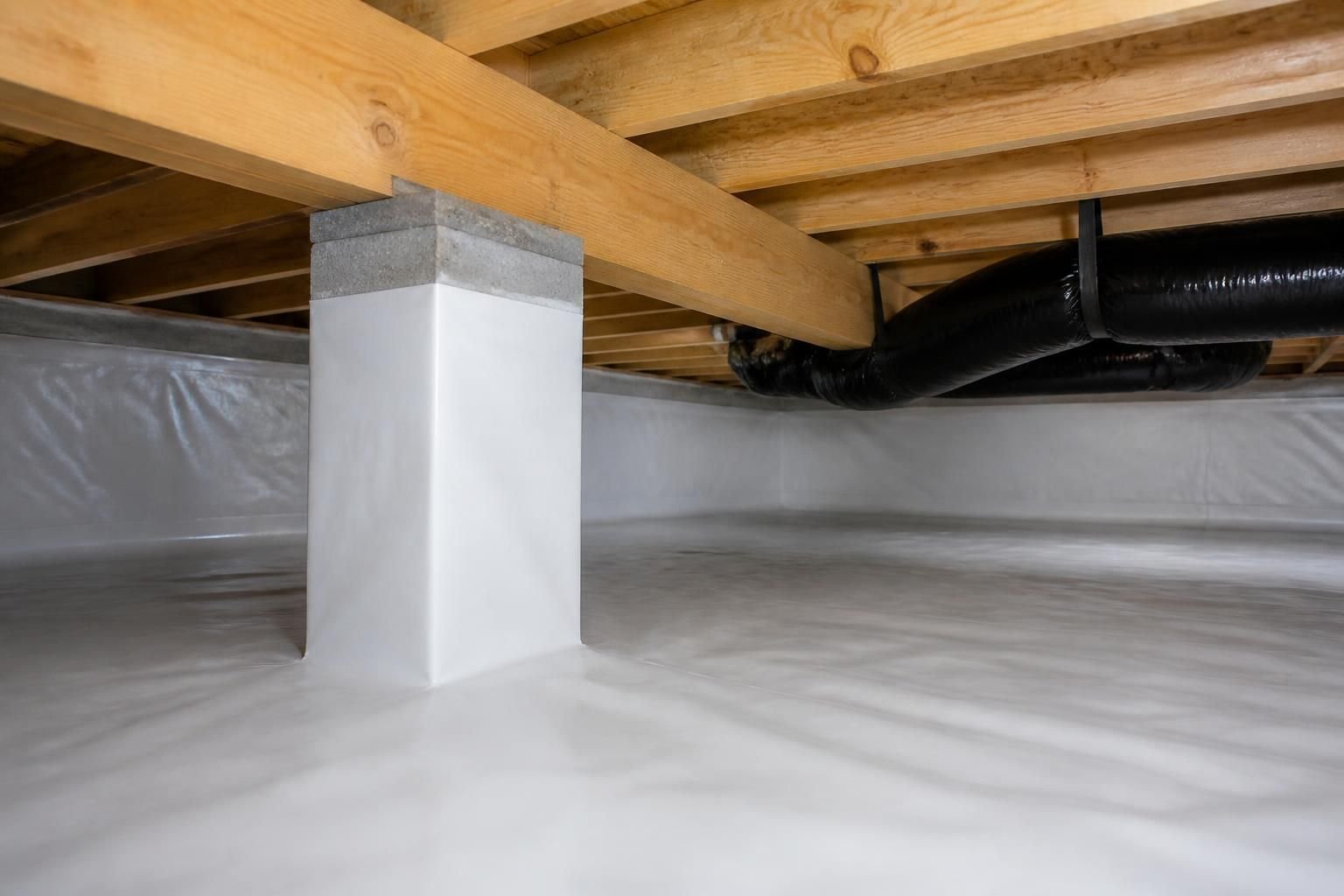 Dry crawl space after mold and moisture removal.