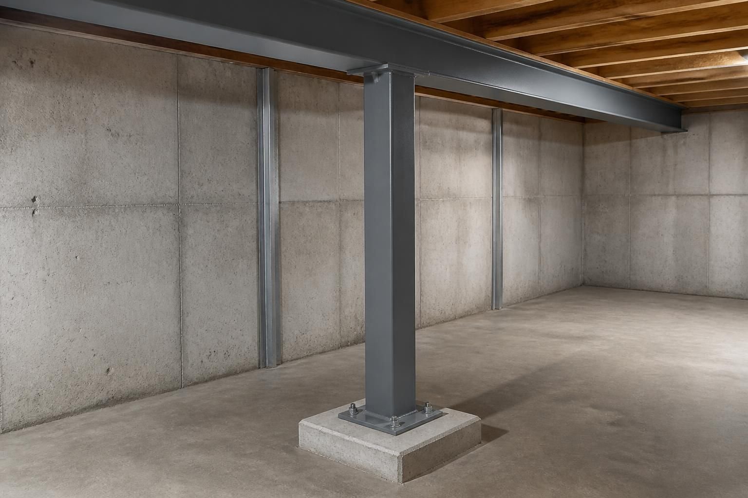 Stabilized foundation interior with clean structural support details.